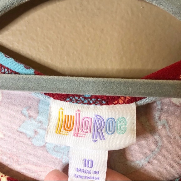 LuLaRoe Disney Aladdin Genie Abu Raja Tiger high low Shirt red girls size 10 - Picture 3 of 4